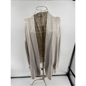 J Jill Pure Jill Womens Cotton Open Front Beige Cardigan Sweater Size Medium